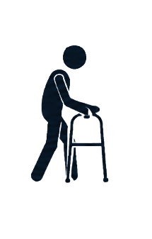 Patient using a walker — assisted mobility stage