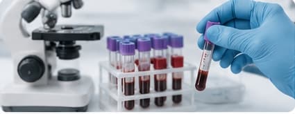 Laboratory microscope and blood samples