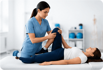 Physiotherapist performing manual therapy on a patient