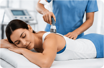 Physiotherapist providing pain relief therapy